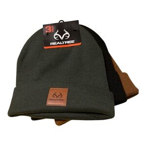 REALTREE 3 pack Mens Hats, NWT, Hunter Green/Black/Brown